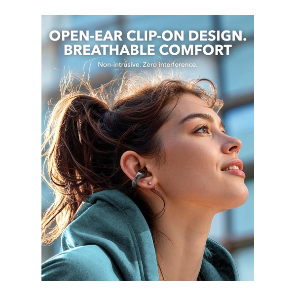 Soundcore C30i by Anker, Open-Ear Earbuds, Clip-On Headphones, Lightweight Comfort, Small-Ear Friendly, Stable Fit, Firm-Shell Design, Attachable Ear Grips, Big Drivers for Clear Audio, 30H Play, IPX4