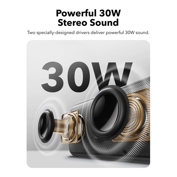 Soundcore Motion 300 by Anker, Bluetooth Speaker, Wireless Hi-Res Portable Speaker, IPX7 Waterproof, BassUp, Bluetooth 5.3, 30W Stereo Sound, 13H Playtime for Home, Shower, Outdoor, and Travel