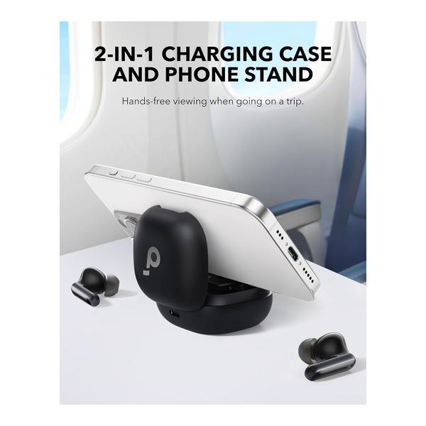 Soundcore P40i by Anker, Noise Cancelling Wireless Earbuds, Adaptive Noise Cancelling to Environments, Heavy Bass, 60H Playtime, 2-in-1 Case and Phone Stand, IPX5, Wireless Charging, Bluetooth 5.3