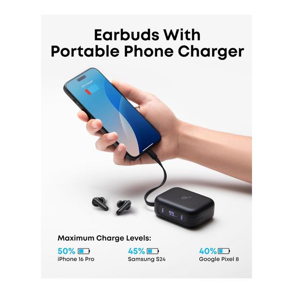 Soundcore P41i by Anker, Adaptive Noise Cancelling Earbuds with Portable Phone Charger, Only for USB-C Charging, 12H Playtime, 192H with Case, 6-Mic AI Clear Calls, IPX5 Wireless Bluetooth Earbuds