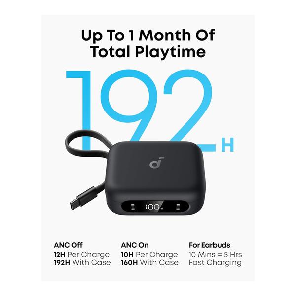 Soundcore P41i by Anker, Adaptive Noise Cancelling Earbuds with Portable Phone Charger, Only for USB-C Charging, 12H Playtime, 192H with Case, 6-Mic AI Clear Calls, IPX5 Wireless Bluetooth Earbuds