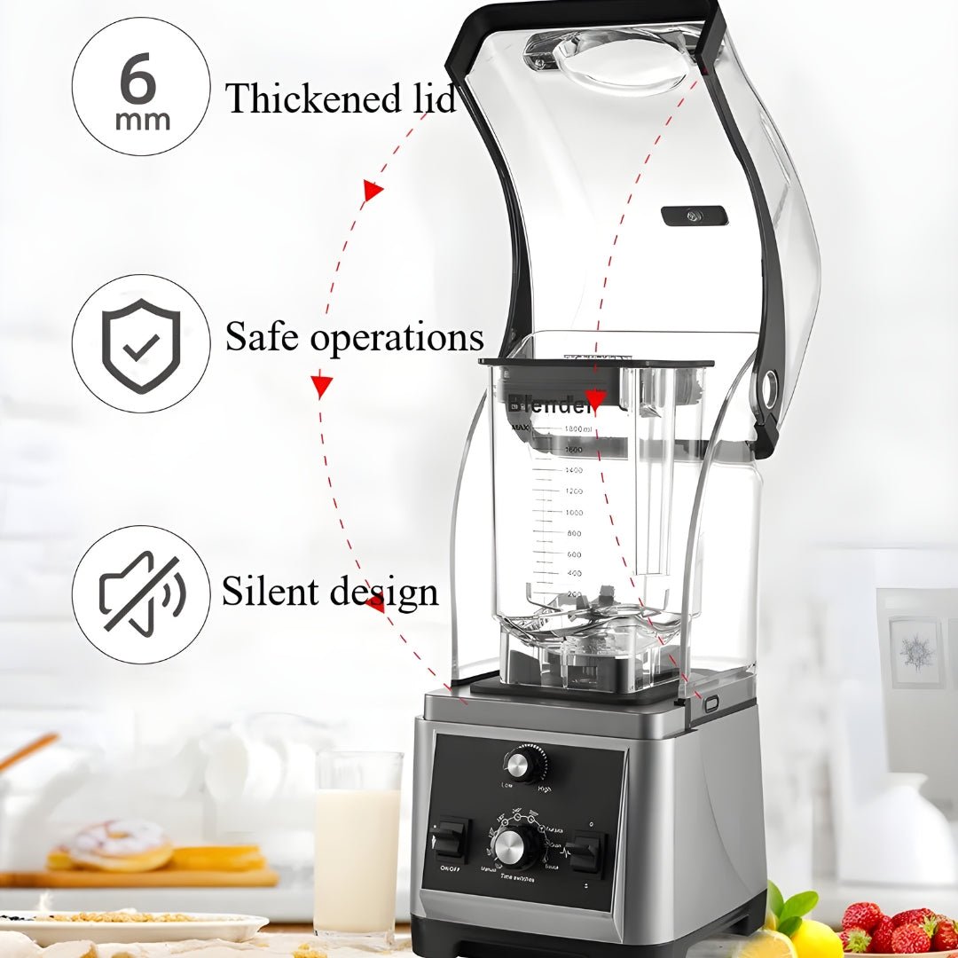 Heavy Duty 2200W Blender with Soundproof Lid – Ice Crushing Power