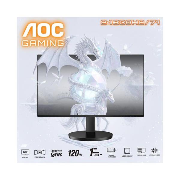 AOC  23.8-Inch Full HD IPS Monitor With 120Hz Refresh Rate, 1ms MPRT, Adaptive-Sync, HDMI 1.4, Low Blue Mode, And 3-Sided Frameless Design, 24B30H2/71