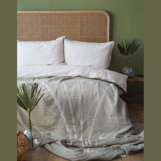 DOUBLE MUSLIN BEDSPREAD+ DUVET COVER SET JUNE ISLAND