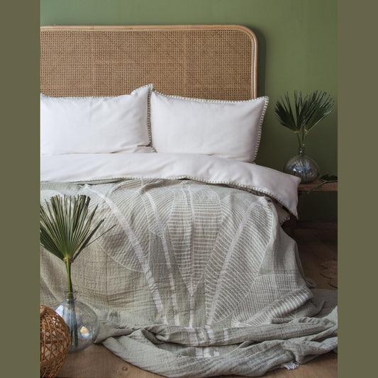 DOUBLE MUSLIN BEDSCAPE DUVET COVER SET JUNE ISLAND - PIQUE SET