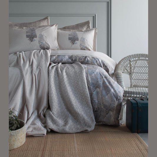 9 pcs DUVET COVER SET WITH BEDSPREAD AND BLANKET -NERIS BEIGE