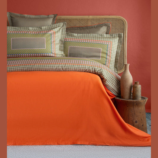 DOUBLE SIZE DUVET COVER SET PRINTED SATIN REGINA ORANGE