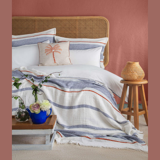 8 pcs DOUBLE SIZE BEDSCOVER SET CALI NAVY