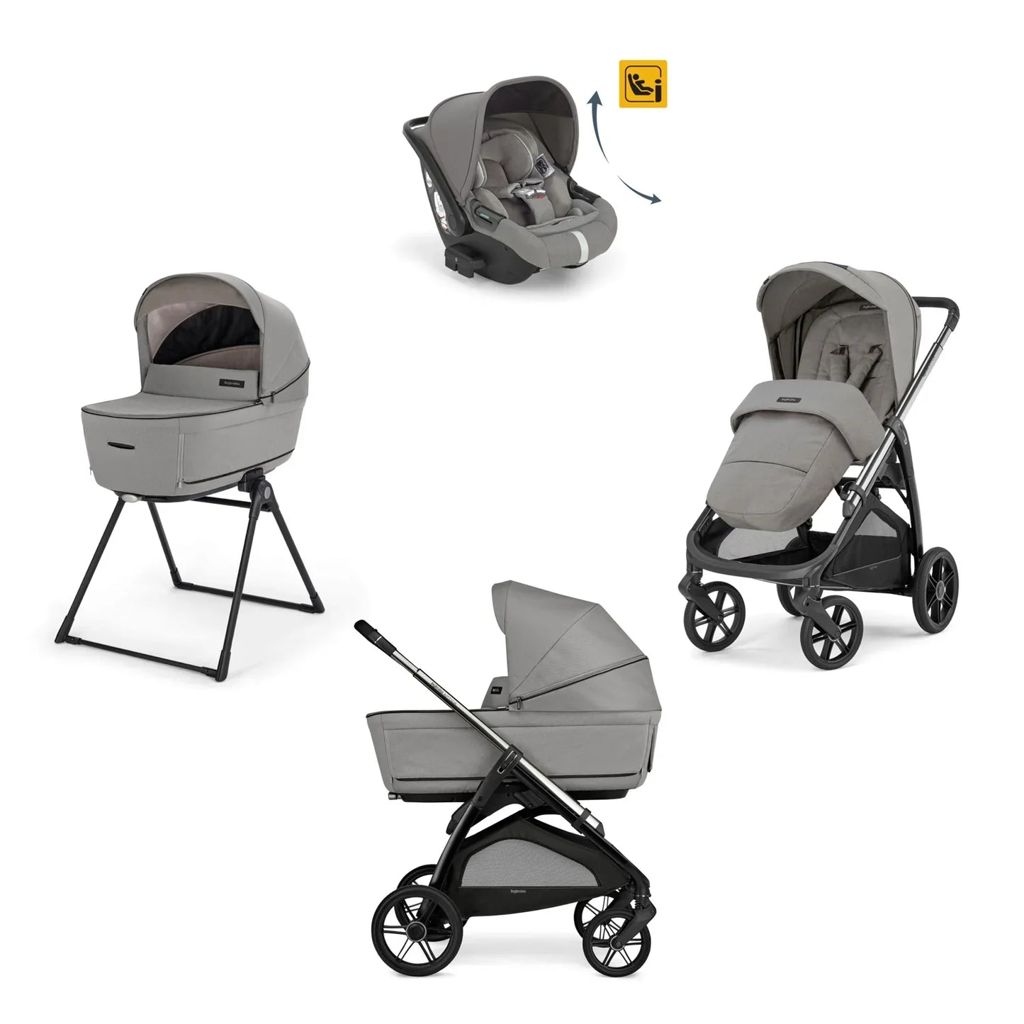 Inglesina - (KA62S) Aptica Drawin Recline - Travel System - Platinum Grey
