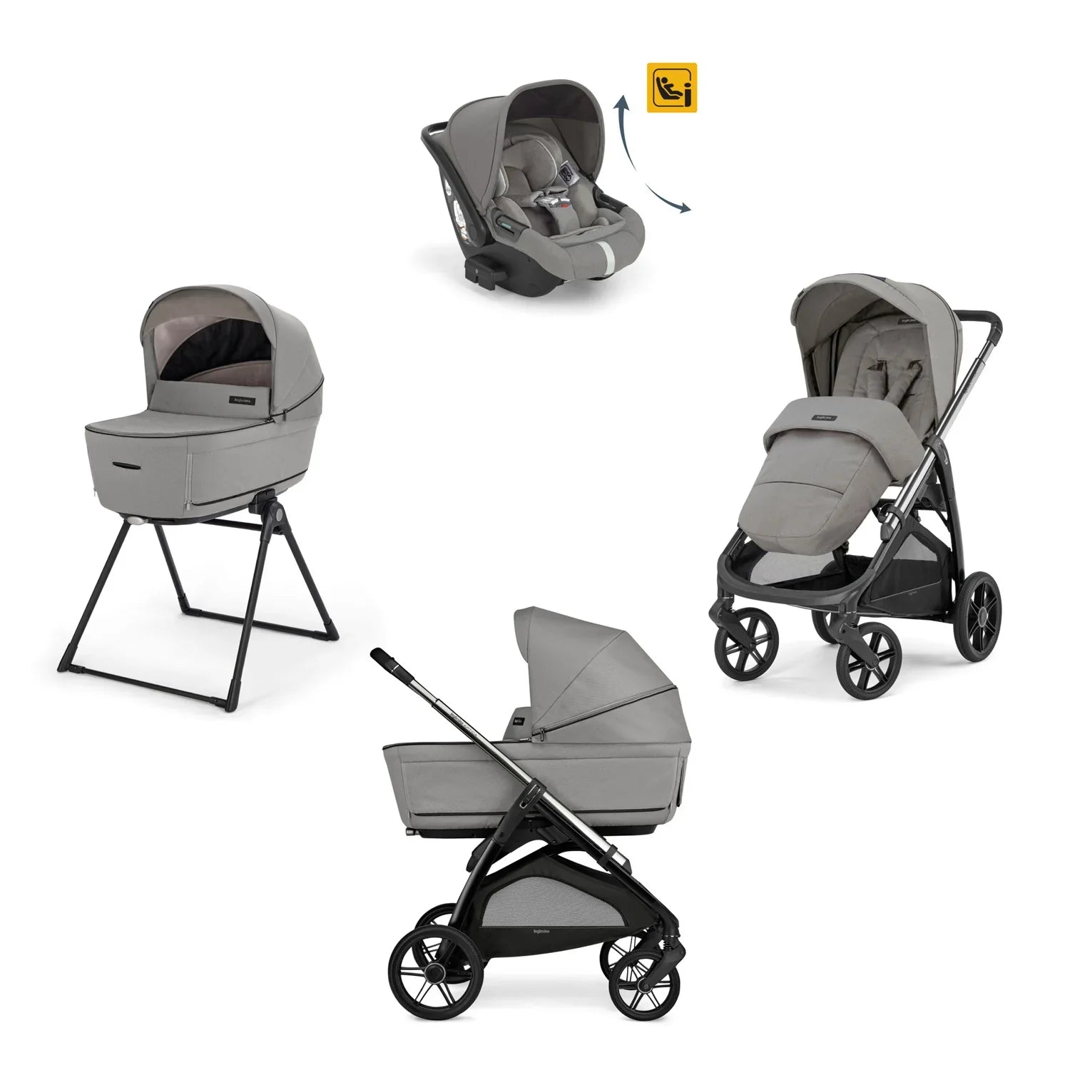 Inglesina - (KA62S) Aptica Drawin Recline - Travel System - Platinum Grey