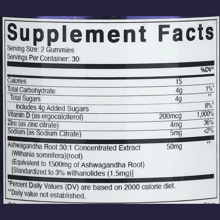 Vitamatic Vegan Ashwagandha with Tart Cherry – 1,500mg | 60 Gummies | Stress & Sleep Support