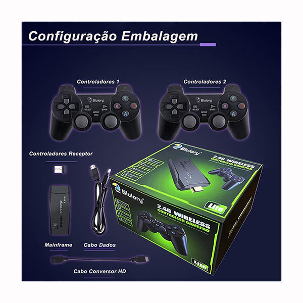 Blulory 4K Smart Video Game TV Stick, Video Game Console, 2.4G Wireless Gamepads Controller 10,000 Games 32/64GB Retro Classic Gaming
