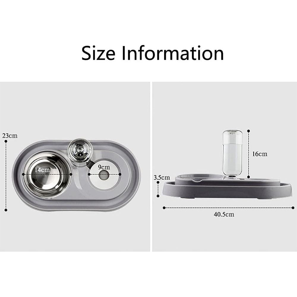 Double Pet Bowls with Automatic Water Dispenser