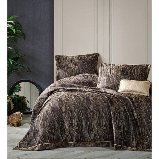 4 pcs Smart Double Bed Cover Carita Brown