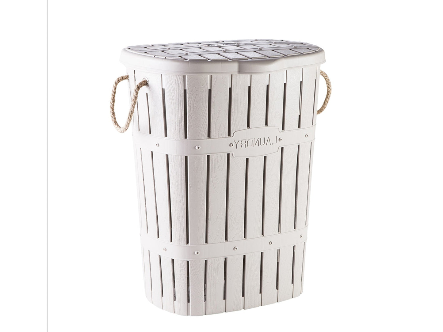 Plastic "Bamboo" Laundry Basket with Natural Ropes
