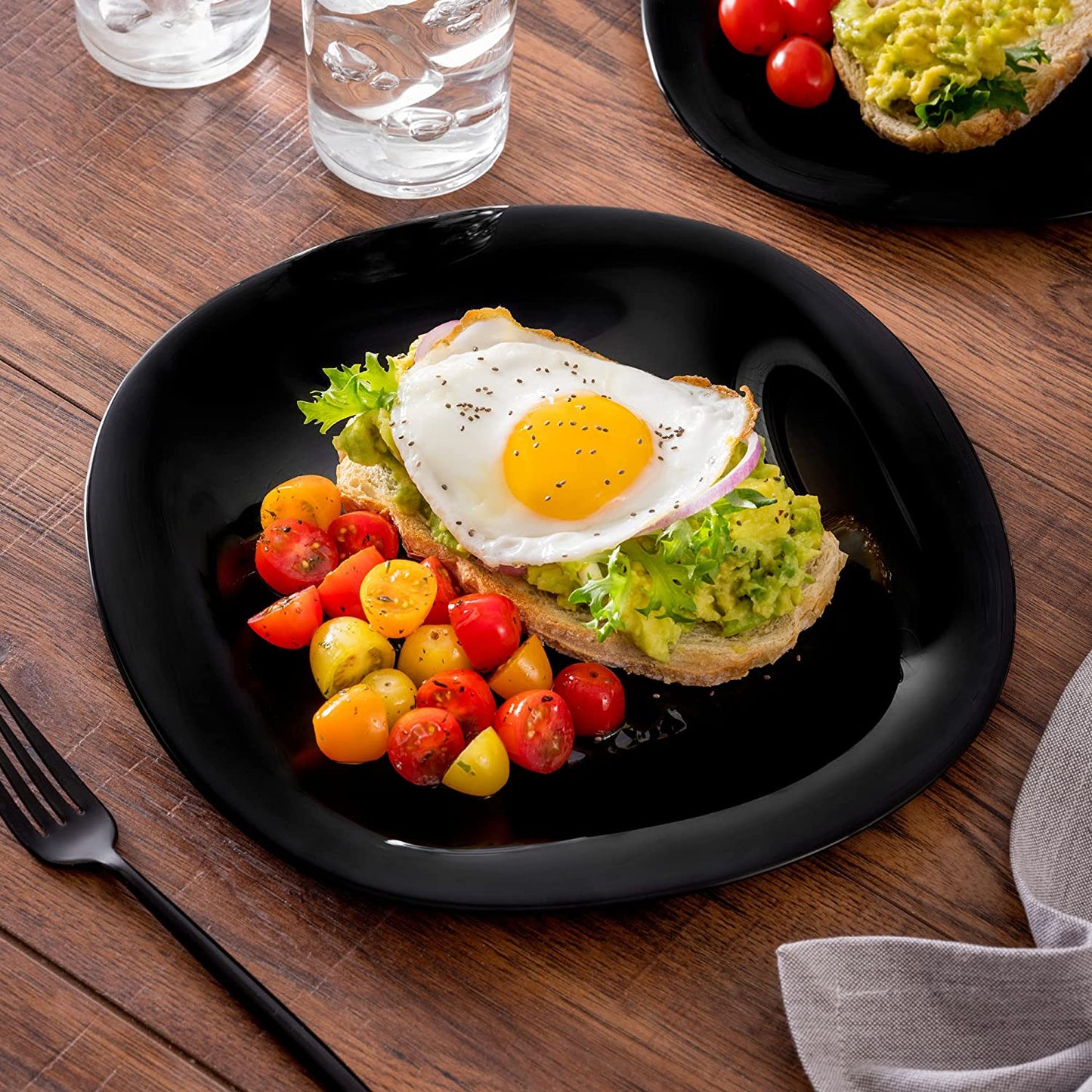 Luminarc carine black dessert plate set of 6 - 19.5cm
