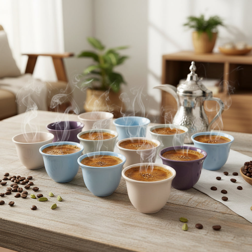 12-Pieces Phoenix Soft Color Arabic Coffee Cups Set