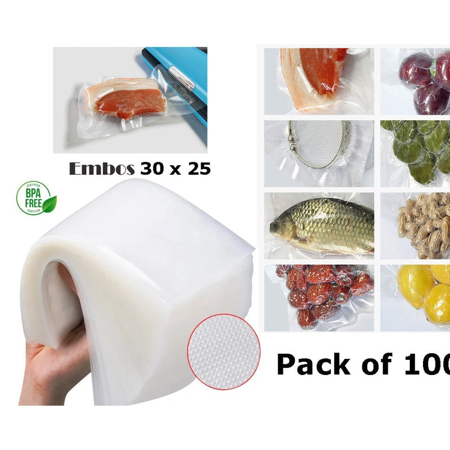 100 Vacuum Bags 30 x 25 cm for Sealing Machine