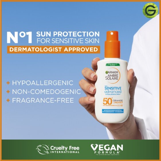 Garnier Ambre Solaire sunscreen Sensitive Advanced Spray SPF 50+ 150ml