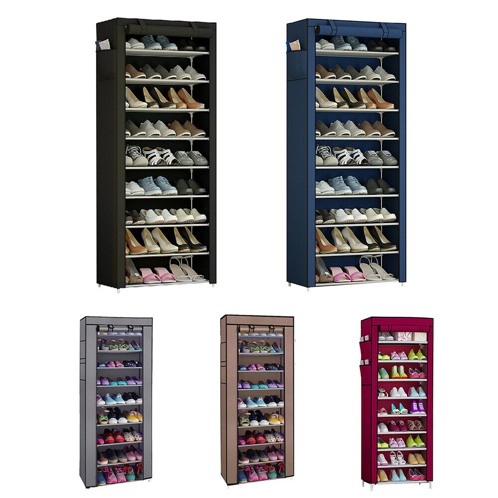 10-Tier Extra Thicken Poles Shoe Rack Stand With Cover #8858-10
