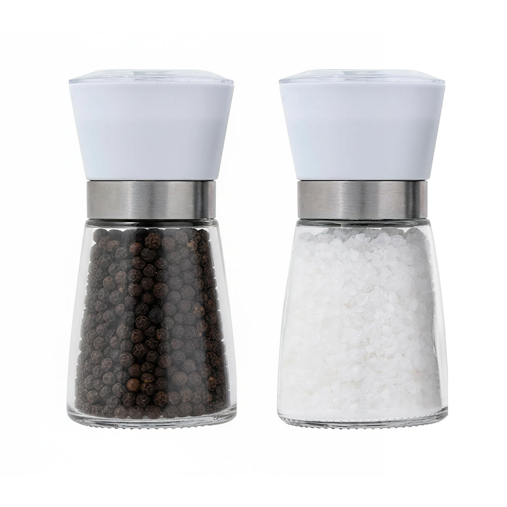 Danny Home 2-Pcs Salt & Pepper Grinder Mill With Rack Holder Wooden Handle