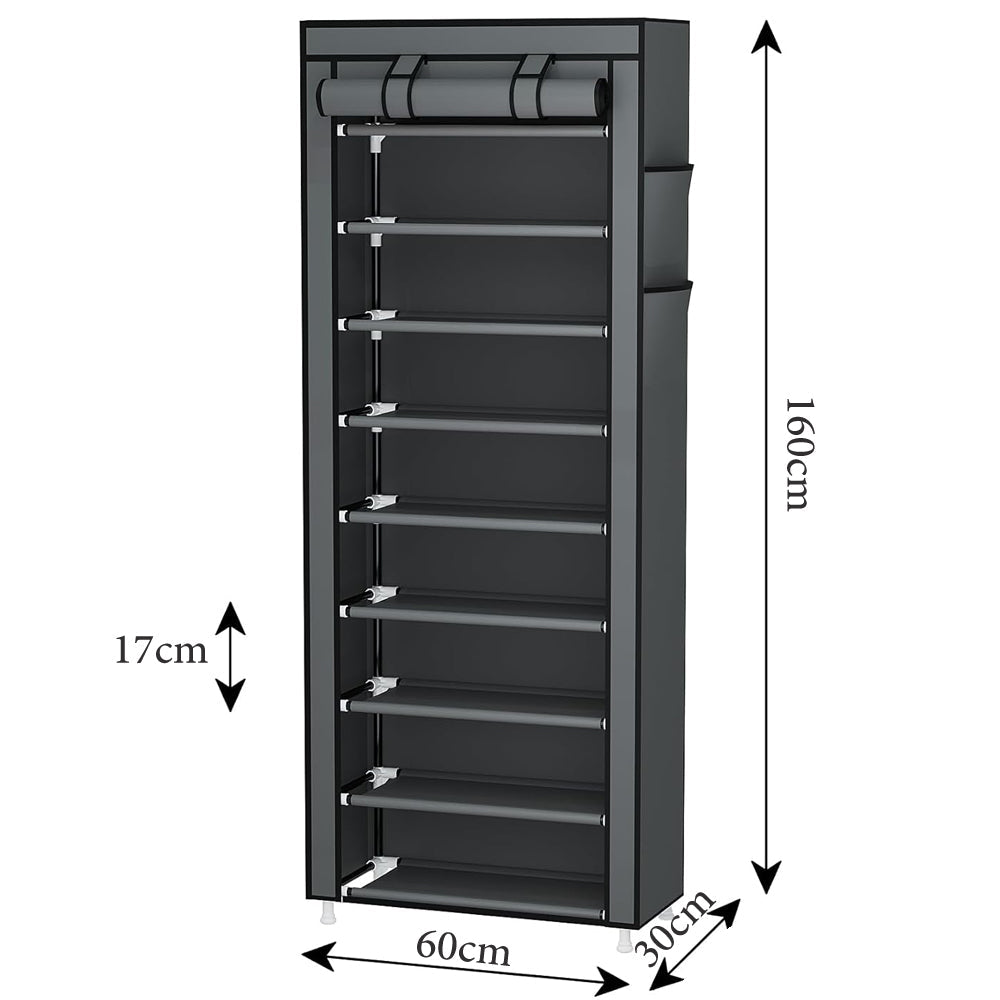 10-Tier Extra Thicken Poles Shoe Rack Stand With Cover #8858-10
