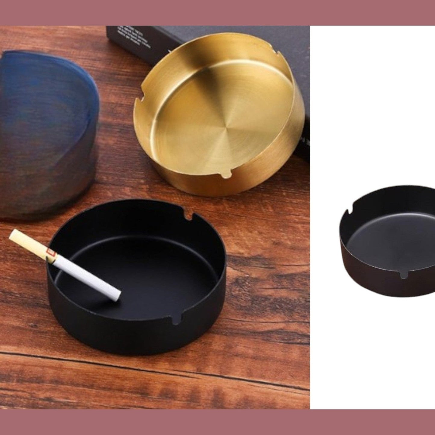 SS Ashtray Black Mat Finish Color 8 cm