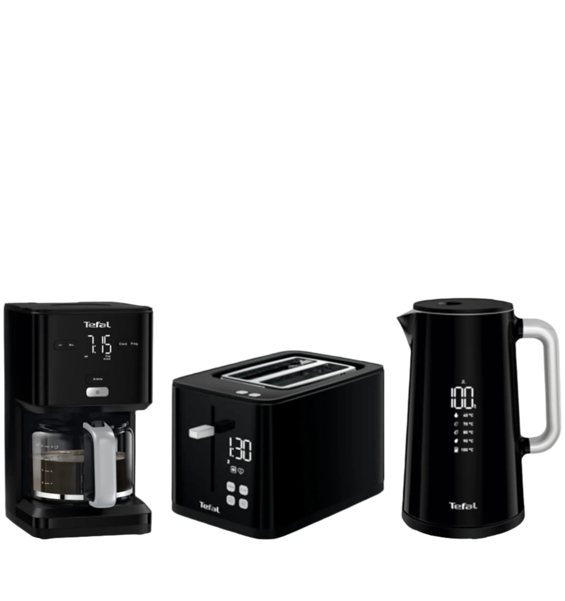 Smart'n Light Morning Set 3pcs Digital Kettle Toaster Coffee Maker Black .  Tefal .  SmartLight3