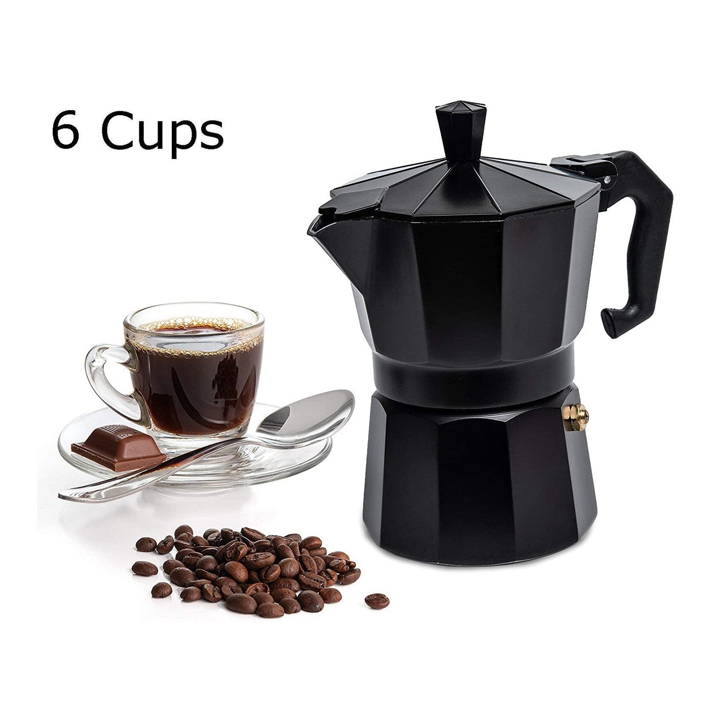 Black 2 levels Italian coffee pot 6 cups