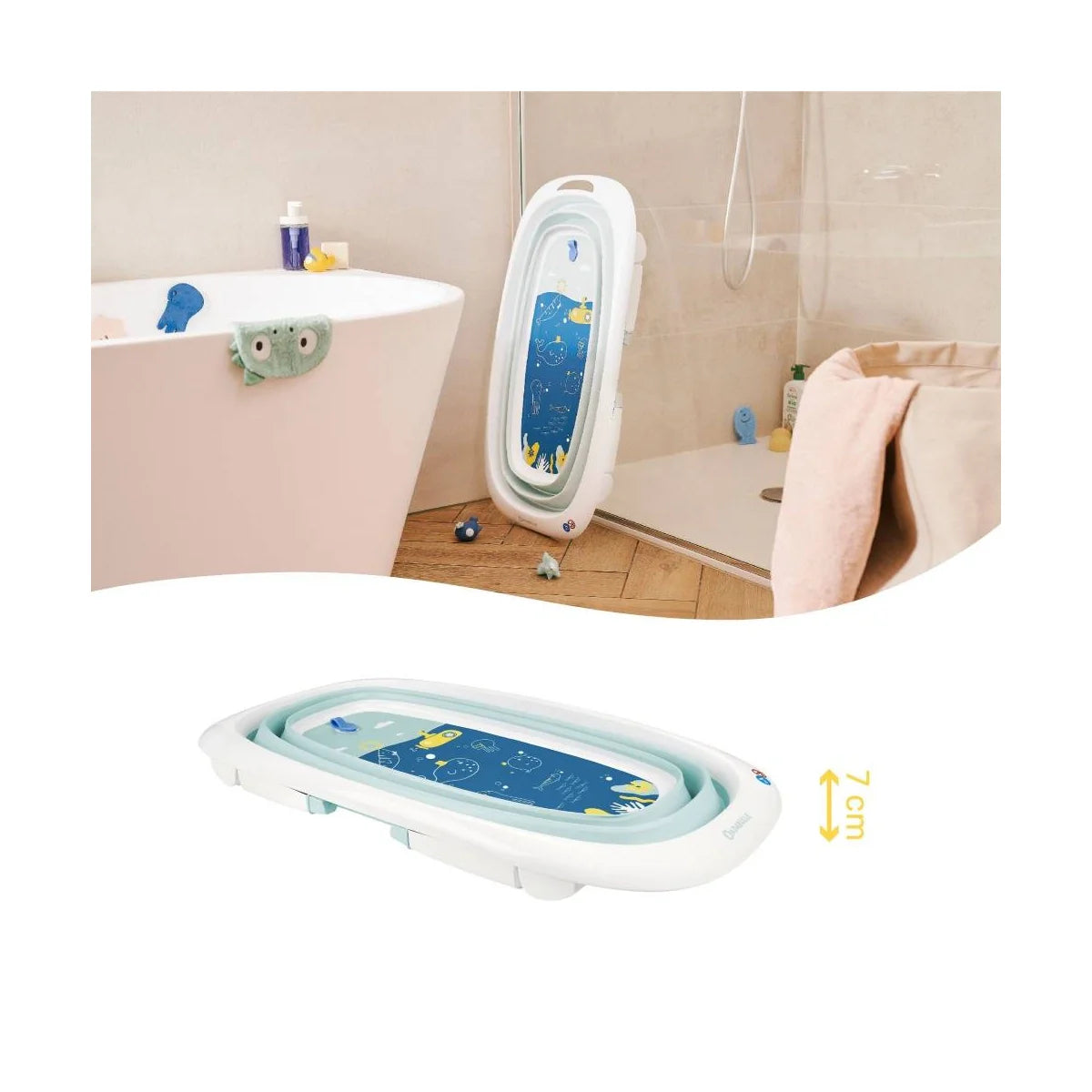 BabyMoov - Foldable Bath Tub - Blue/White