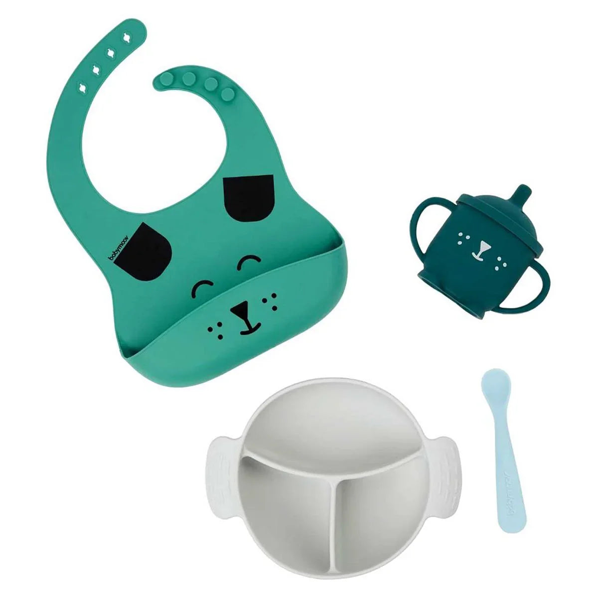 BabyMoov - Kit Learn'isy Dog - (Silicone bowl + Spoon + Bib + Cup )