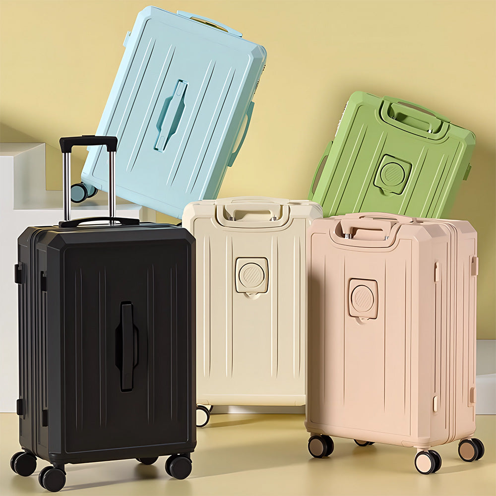 Carry-On Suitcase with USB Charging & Cup Holder (Pink)