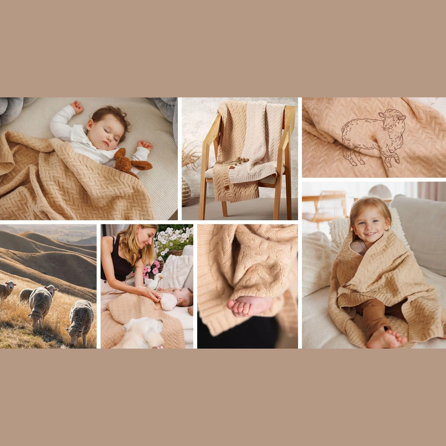 Merino wool blanket dark beige