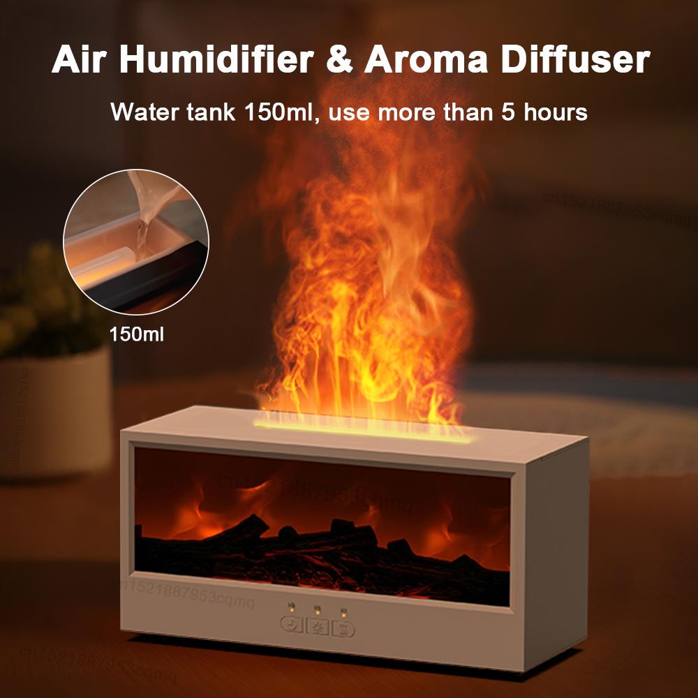 Fireplace Diffuser Flame Aroma Humidifier مرطب عطري بتصميم مدفأة