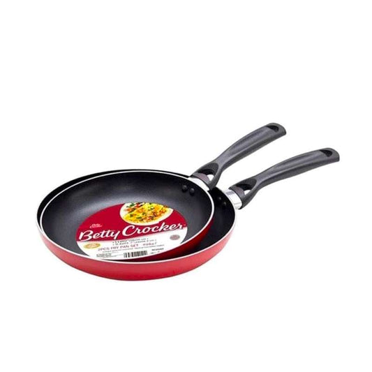 Teflon Fry Pan Set,Red/Black, 2 Piece,24/28Cm Thickness 2.5Mm By Betty Crocker