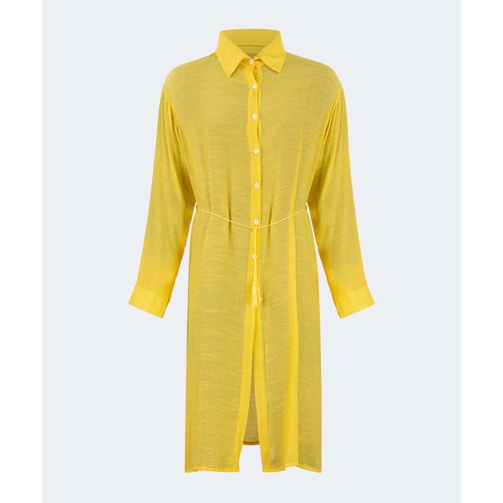 Oil And Gaz Chic Women Beach Linnen Dress Ls Yellow - Medaid International