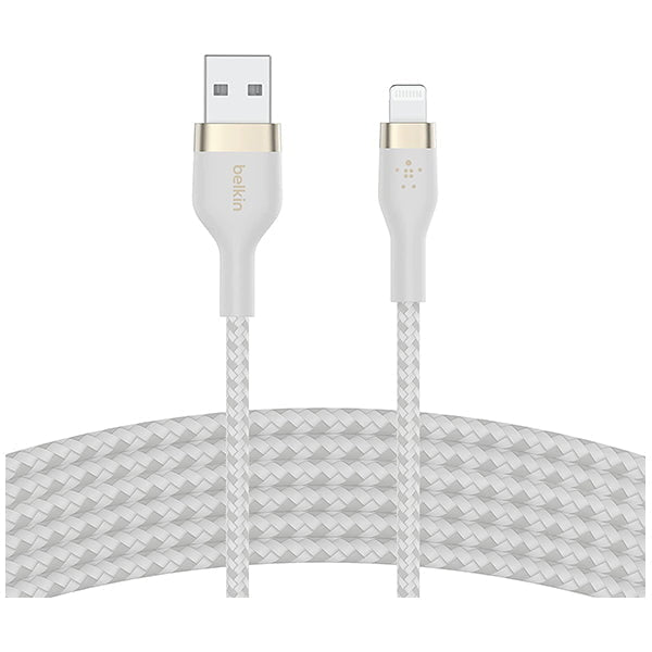 Belkin, CAA010BT3MWH Boost Charge Pro Flex Braided USB Type A to Lightning Cable (3M/10FT), MFi Certified Charging Cable for iPhone 13, 12, 11, Pro, Max, Mini, SE, iPad and More