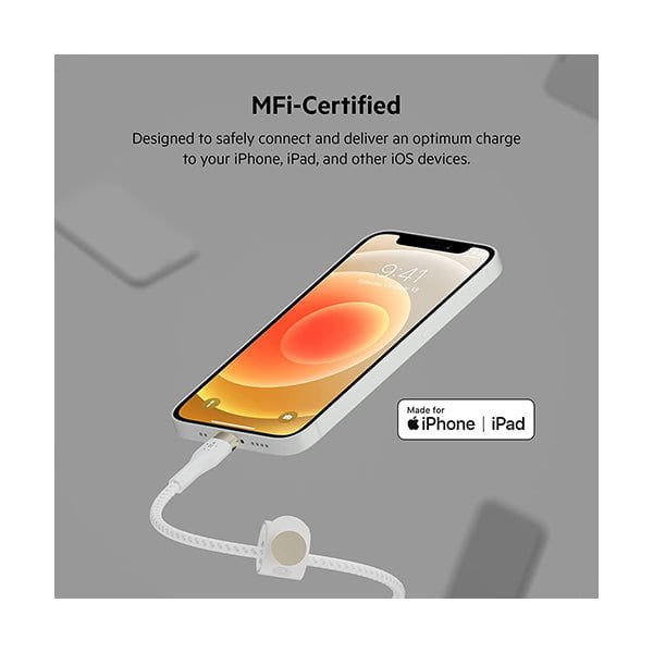 Belkin, CAA010BT3MWH Boost Charge Pro Flex Braided USB Type A to Lightning Cable (3M/10FT), MFi Certified Charging Cable for iPhone 13, 12, 11, Pro, Max, Mini, SE, iPad and More