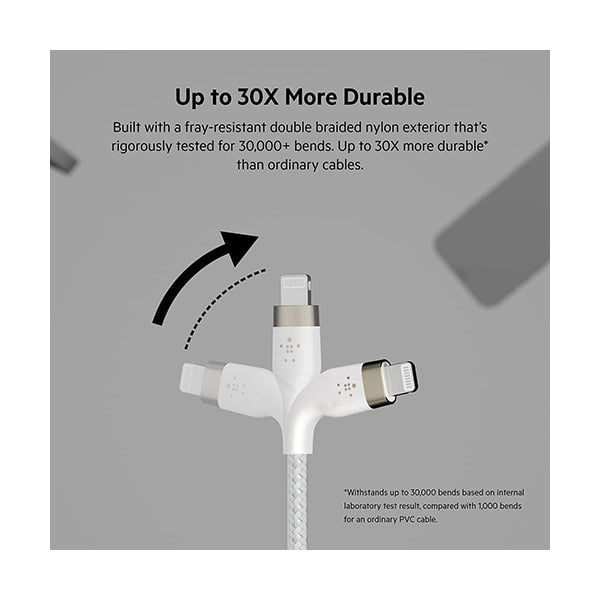Belkin, CAA010BT3MWH Boost Charge Pro Flex Braided USB Type A to Lightning Cable (3M/10FT), MFi Certified Charging Cable for iPhone 13, 12, 11, Pro, Max, Mini, SE, iPad and More