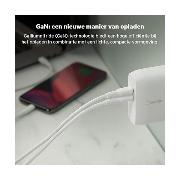 Belkin, WCH013VFWH Boost Charge Pro Dual USB-C GaN Wall Charger with PPS 65W