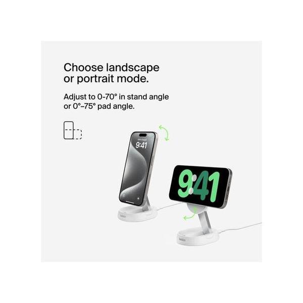 Belkin, WIA008BTBK Convertible Magnetic Charging Stand 15W - MagSafe-Compatible Fast Qi2 Charger, iPhone Charger for Apple iPhone 16, 16 Plus, 16 Pro, 16 Pro Max, iPhone 15 & 14, Apple Airpods Pro, & More