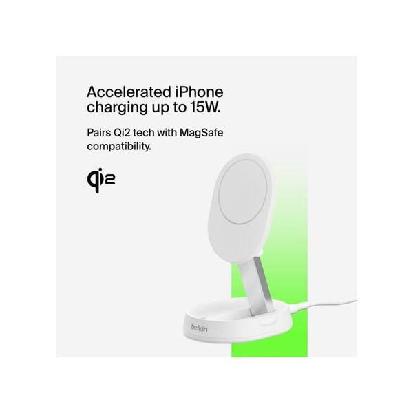 Belkin, WIA008BTBK Convertible Magnetic Charging Stand 15W - MagSafe-Compatible Fast Qi2 Charger, iPhone Charger for Apple iPhone 16, 16 Plus, 16 Pro, 16 Pro Max, iPhone 15 & 14, Apple Airpods Pro, & More