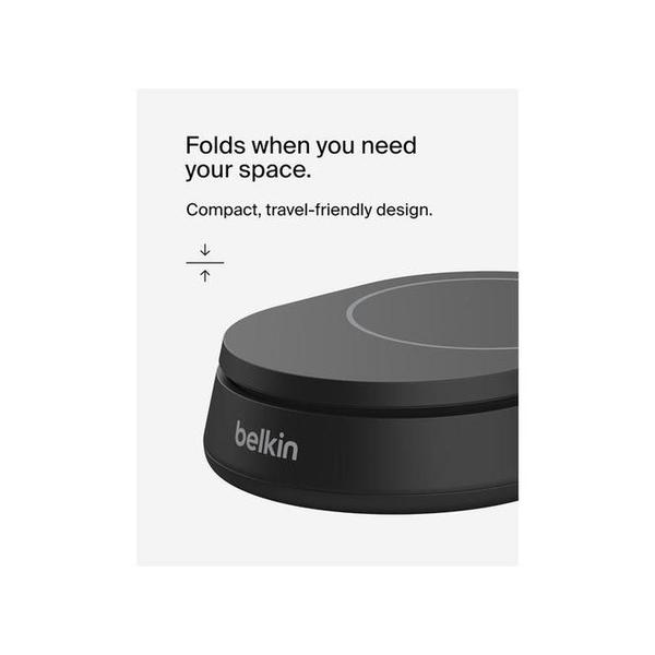 Belkin, WIA008MYBK BoostCharge Pro 15W convertible magnetic wireless charging stand, MagSafe compatible fast Qi2 wireless charger, fast charger for iPhone 17/16/15, Air, AirPods, PixelSnap, 20W plug incl