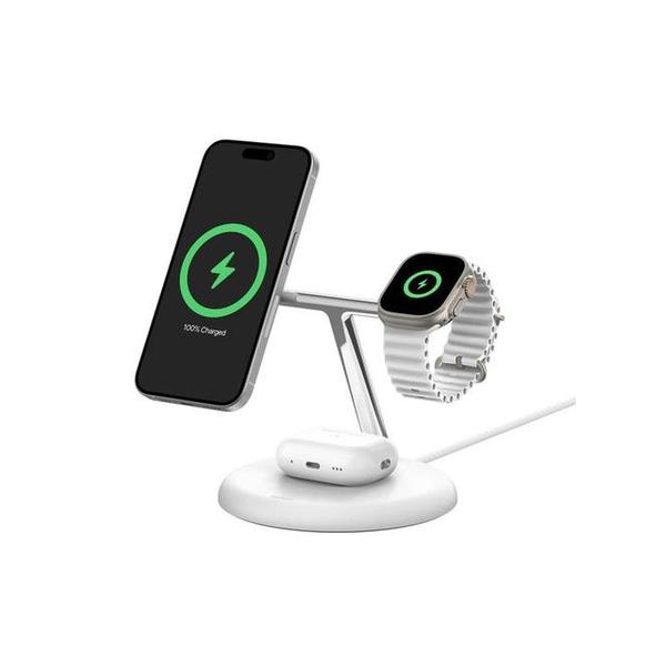 Belkin, WIZ023VFBK/WH BoostCharge Pro 3-in-1 Magnetic Wireless Charging Stand with Qi2 15W