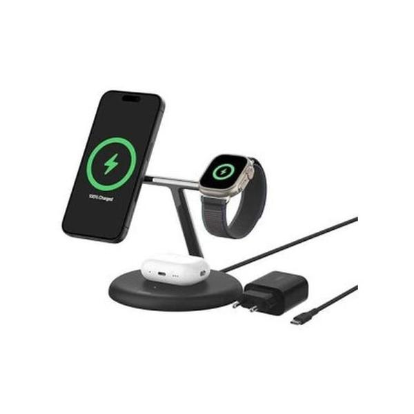 Belkin, WIZ023VFBK/WH BoostCharge Pro 3-in-1 Magnetic Wireless Charging Stand with Qi2 15W
