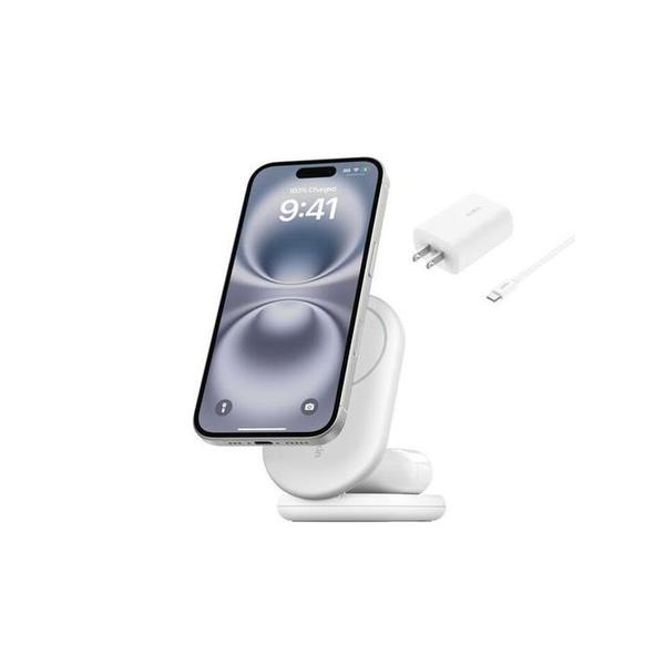Belkin, WIZ028VFBK/WH BoostCharge Pro 2-in-1 Magnetic Wireless Charging Stand with Qi2 15W