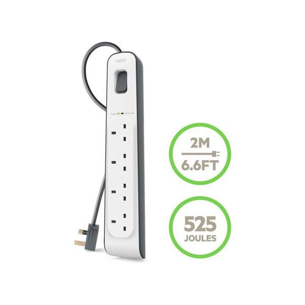 Belkin, BSV400af2M 4-Outlet Surge Protection Strip with 2M Power Cord