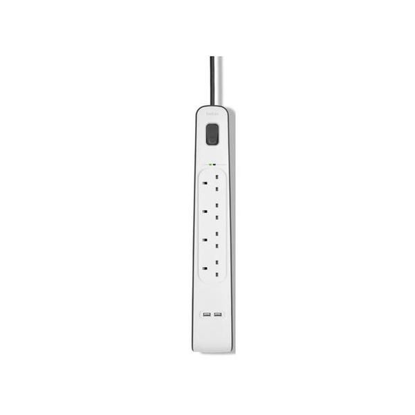 Belkin, BSV401af2M 4-Outlet Surge Protection Strip with 2 USB Ports – 2M Cord