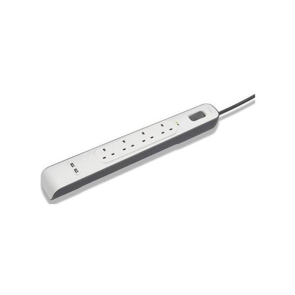 Belkin, BSV401af2M 4-Outlet Surge Protection Strip with 2 USB Ports – 2M Cord