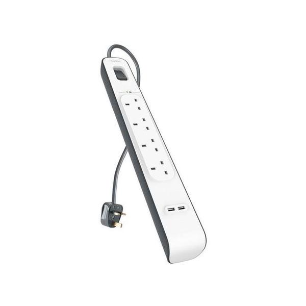 Belkin, BSV401af2M 4-Outlet Surge Protection Strip with 2 USB Ports – 2M Cord